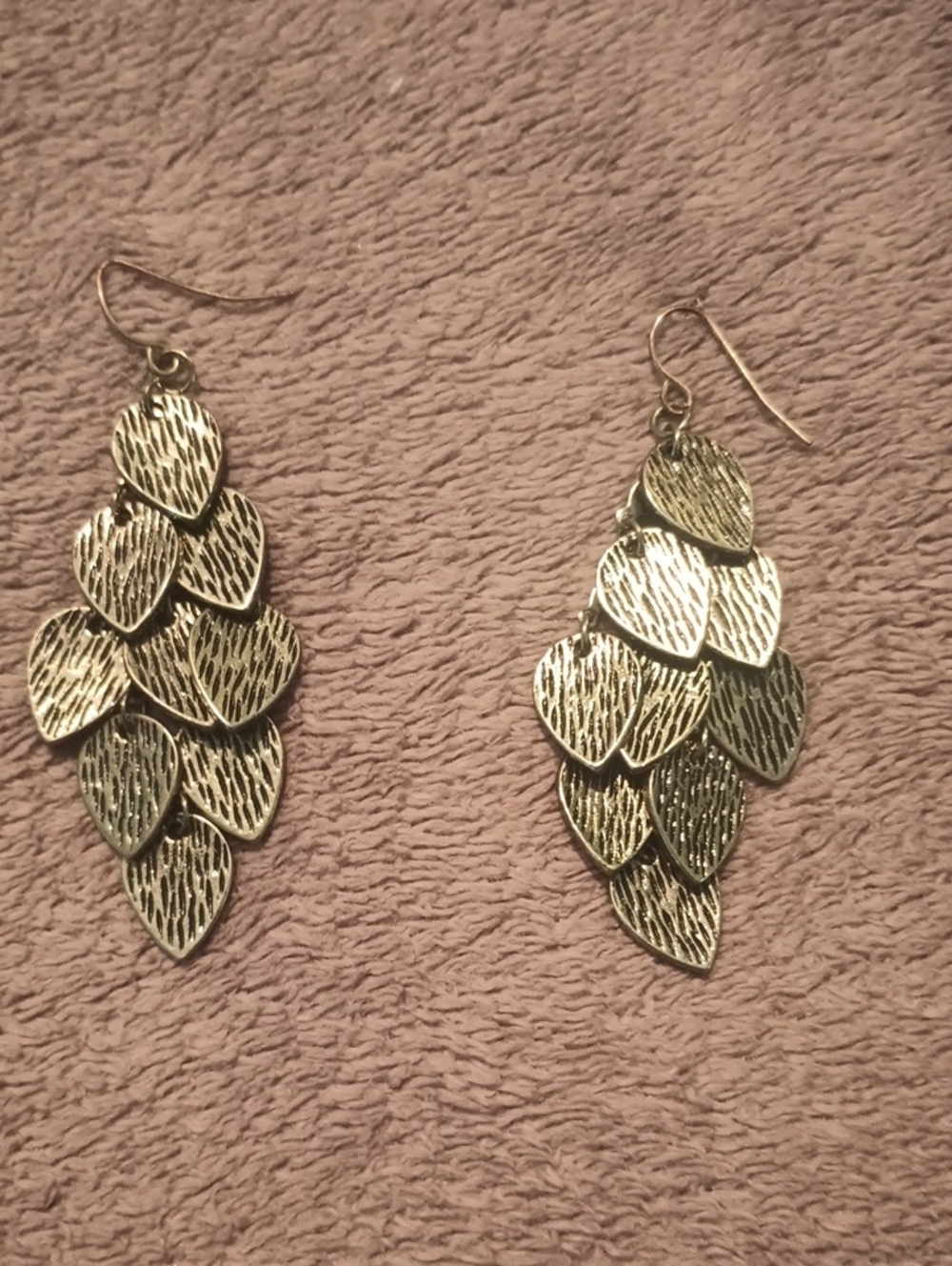 Gold-Tone Layered Leaf Dangle Earrings